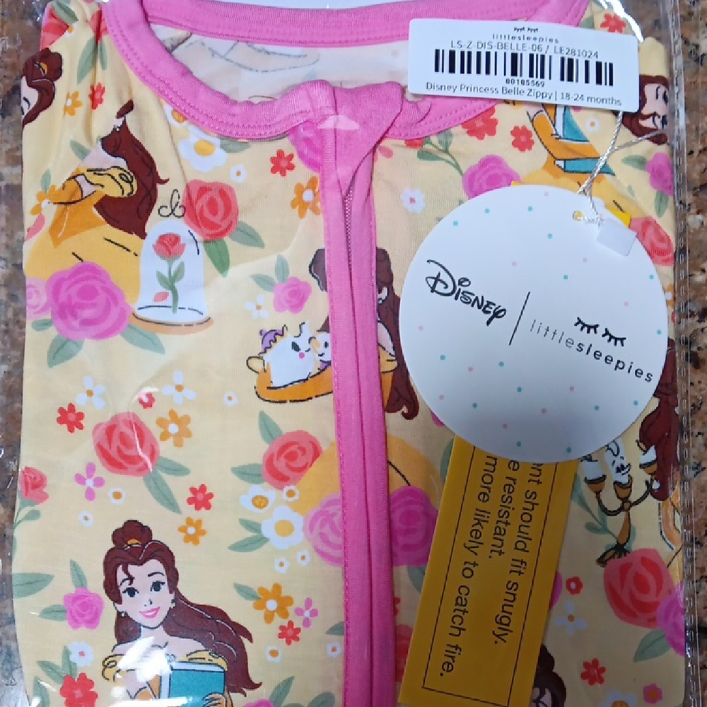 Disney Little Sleepies Princess Belle Zippy 18/24 Months